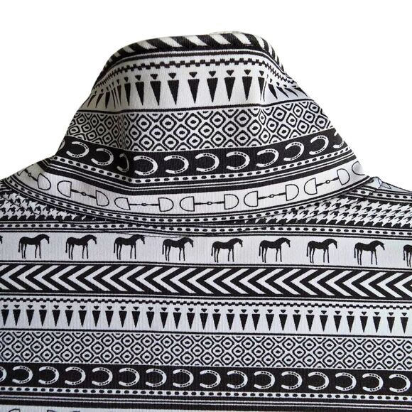 Kerrits Equestrian Zip Up Riding Jacket Top Large Black White Long Sleeve Print - Picture 11 of 13